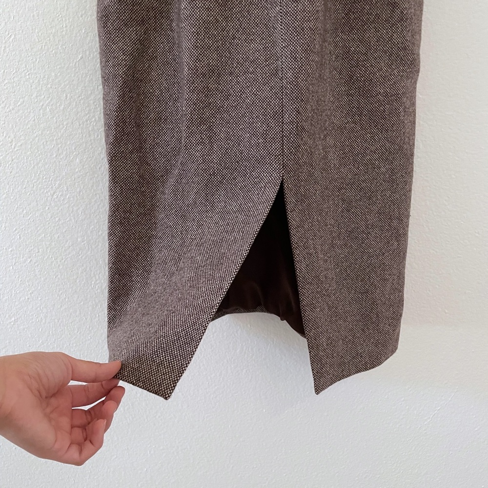 Pinafore brown tweed buckled strap midi dress - Picture 5 of 8